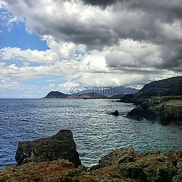 云,天空,海景