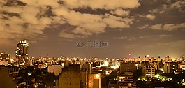 城市,夜,建筑物