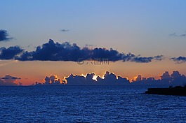 日落,橙色,云