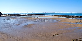 低潮,海灘,海