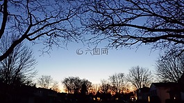 日落,黃昏,秋天