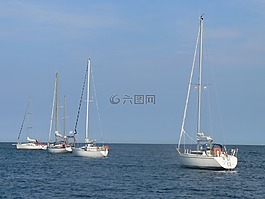 帆船,海,小船