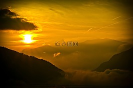 日落,金,abendstimmung