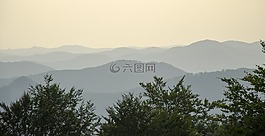 山,露營,日落