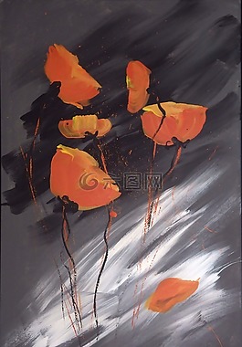 丙烯画,自己的生产,罂粟