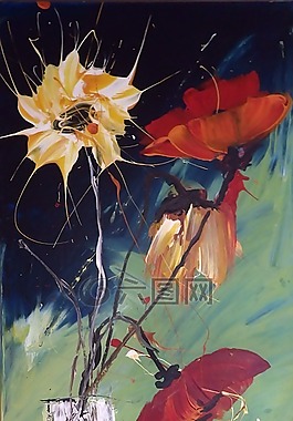 丙烯画,夏季鲜花,自己的生产