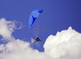 滑翔傘,藍(lán)-藍(lán),天空