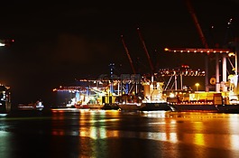 漢堡,端口,夜