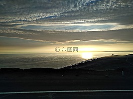 天空,日落,海灘