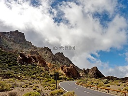 路,山,景觀