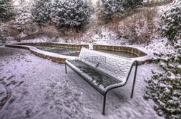 雪,银行,池塘