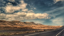 火山,云,道路