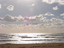 海灘,海,云