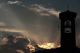教堂,云,氣氛