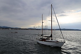 帆船,海,船