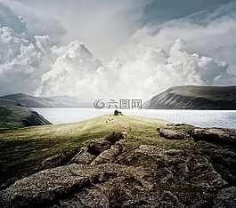 景觀,山,海