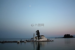教堂,水,湖