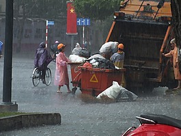 雨,工作,男子