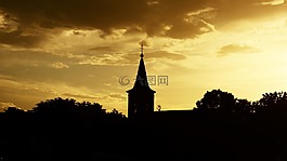 教會(huì),多云,天空