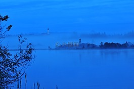 教堂湖,修道院的reut山,abendstimmung