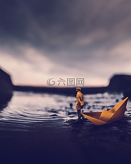的水體,日落,海