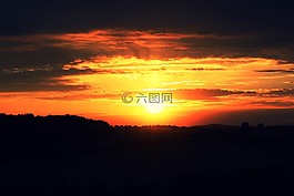 日落,景觀,自然