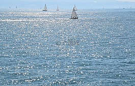 太陽,湖,帆船