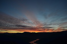 日落,天空,藍色