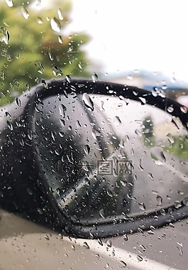 鏡子,汽車,下雨