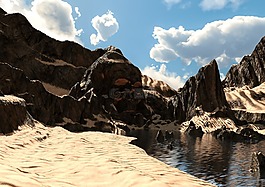 沙漠,沙,山