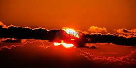 日落,太陽,云