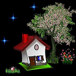 房子,夜,晚上