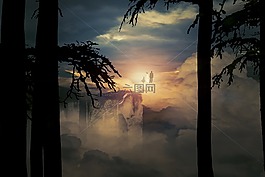 鬼,天空,云