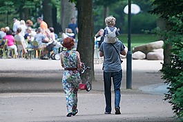 公園,人,走