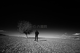景觀,孤獨,男子