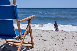 海灘,海洋,椅子