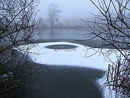 池,冬天,冰