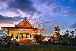 自然,日落,寺