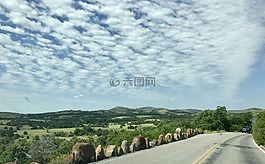 地平線,云,山