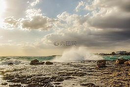 風(fēng)暴,波,破碎