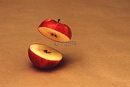 切,蘋果,紅色