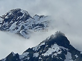 山,鋸齒狀,云