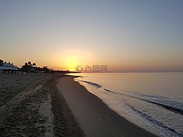 黎明,海灘,海