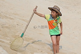趕海,少年,海灘