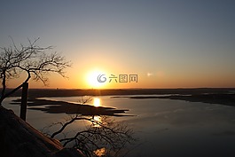 德州,日落,湖