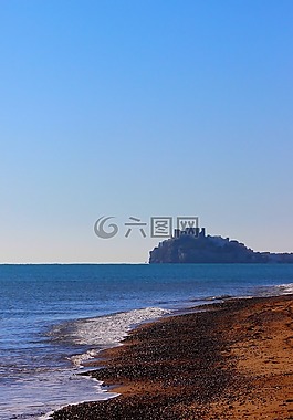 海,海灘,地平線