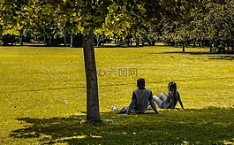 人,坐,公園