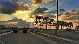 汽車,埃及,日落