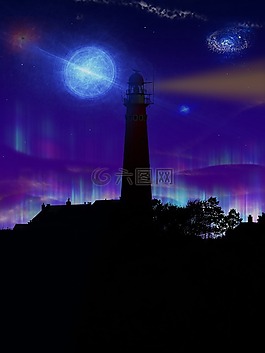 燈塔,夜,塔