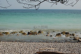海,石頭,海灘